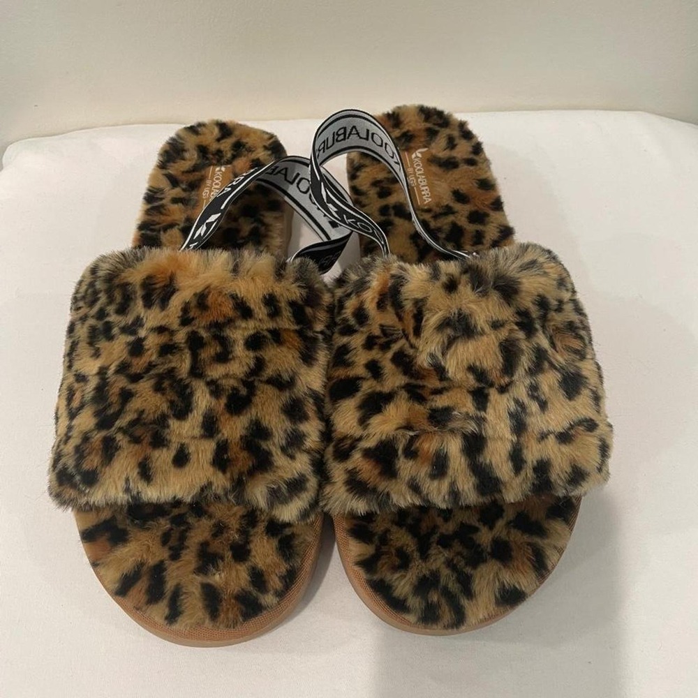 🐆 Koolaburra by UGG Leopard Print Faux Fur Slingback Slides 🐆